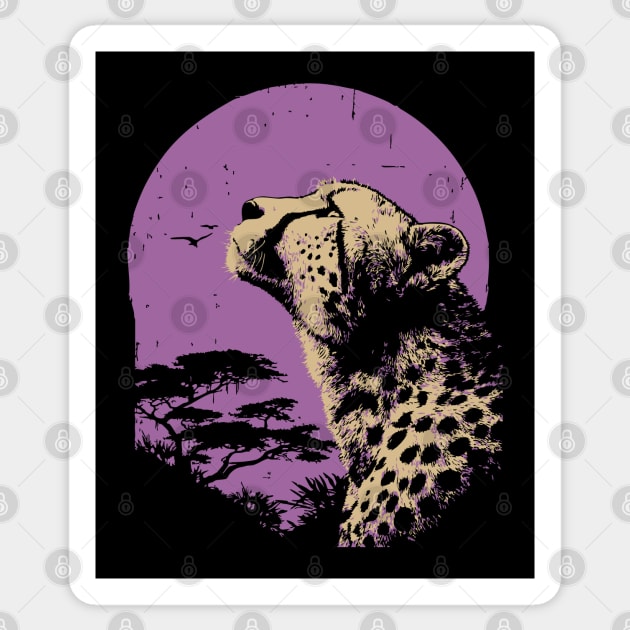 Retro Cheetah - Japanese Vaporwave Big Cat Sticker by TuncGK